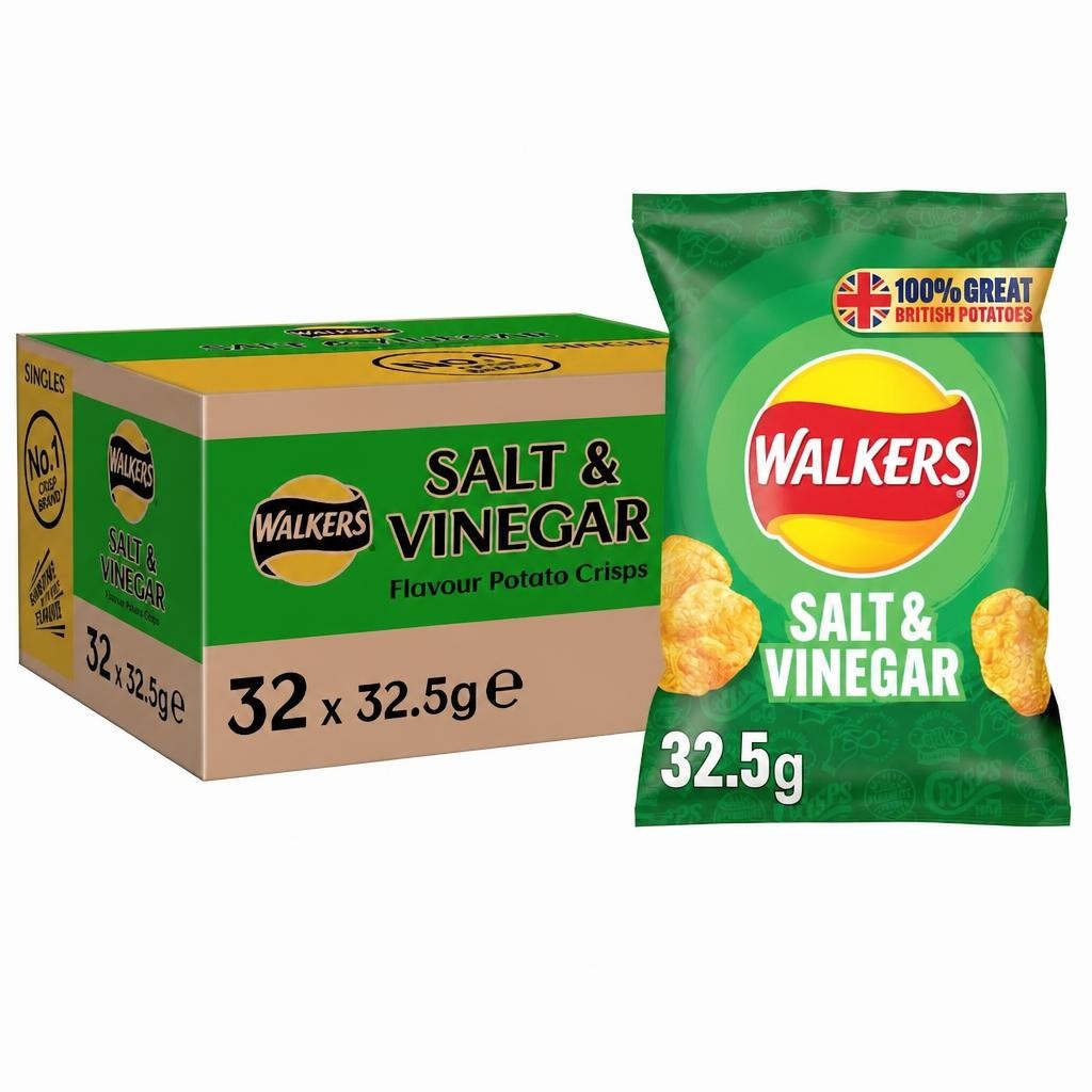 Walkers Salt & Vinegar Crisps 32.5g (Case of 32)