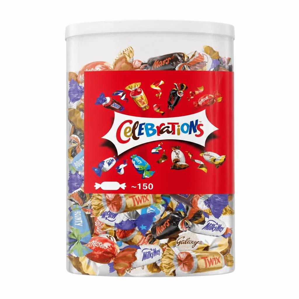 Celebrations Milk Chocolate Gift Box of Mini Chocolates & Biscuit Bars Tube (Maltesers, Galaxy, Snickers & More) 1435g