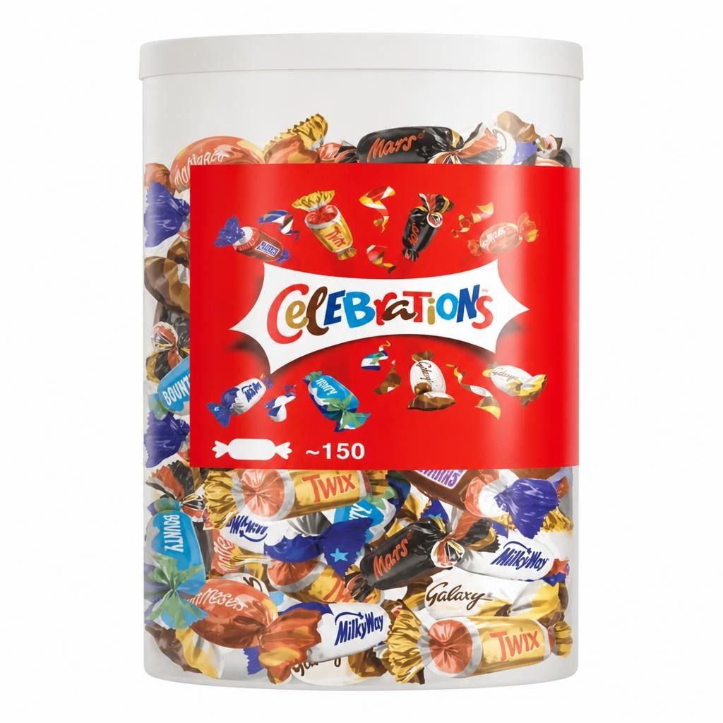 Celebrations Milk Chocolate Gift Box of Mini Chocolates & Biscuit Bars Tube (Maltesers, Galaxy, Snickers & More) 1435g
