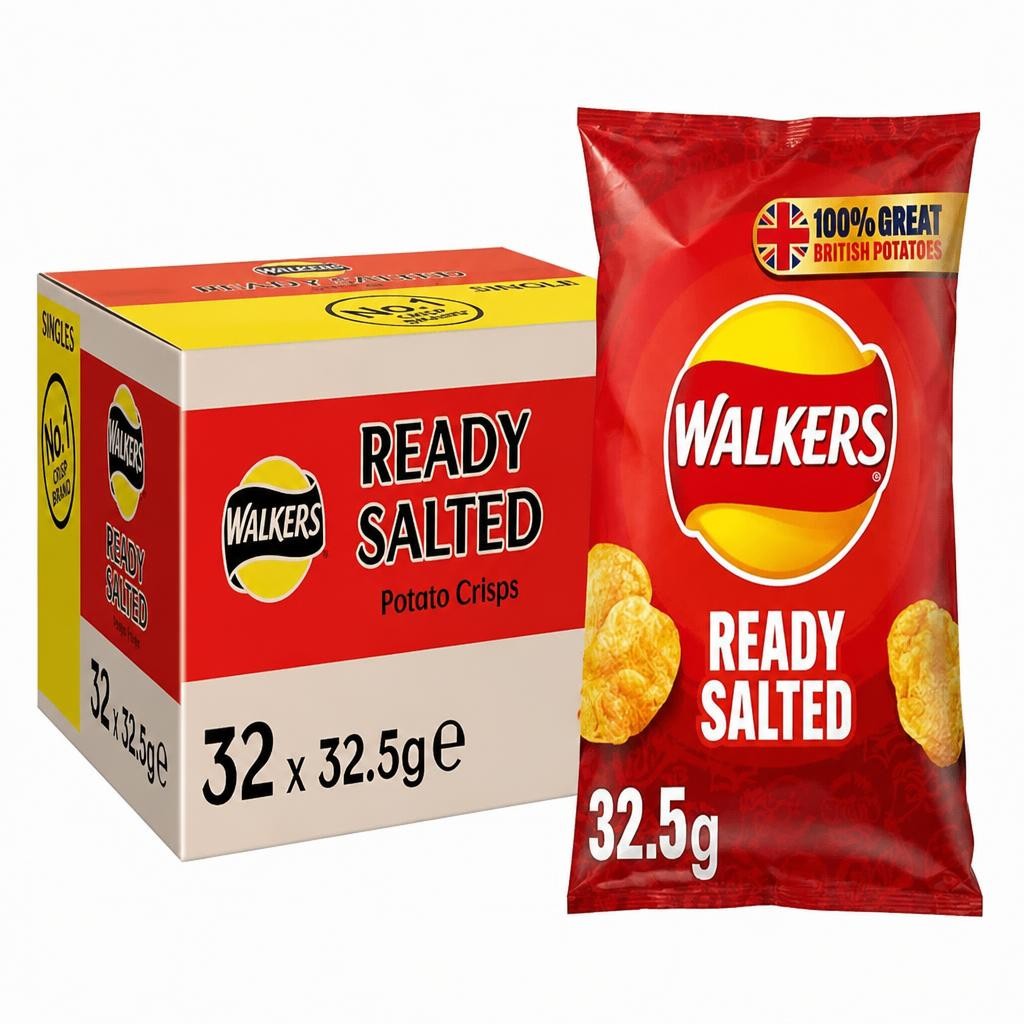 Walkers Ready Salted Crisps 32.5g (Case of 32)