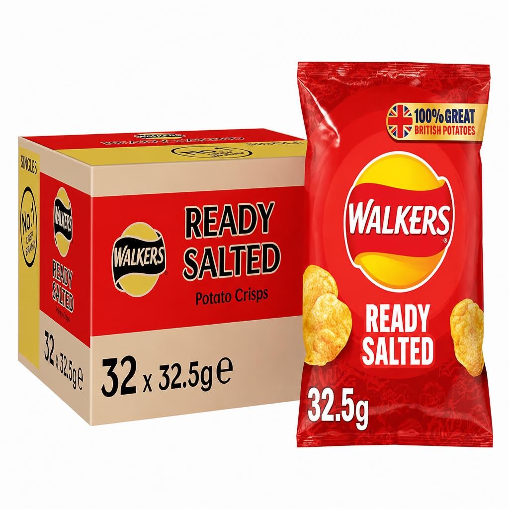 Walkers Ready Salted Crisps 32.5g (Case of 32)