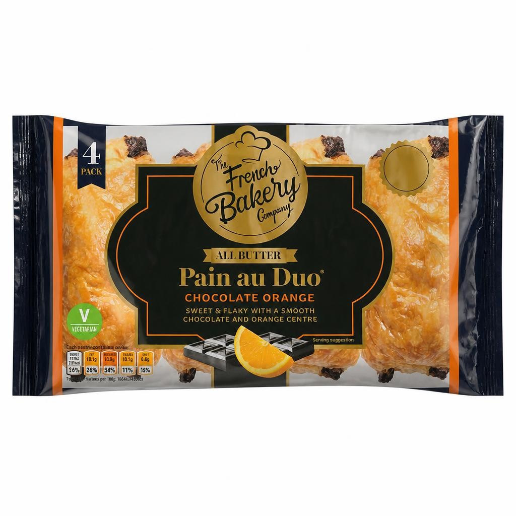 The French Bakery Company All Butter Pain Au Duo Chocolate Orange x4