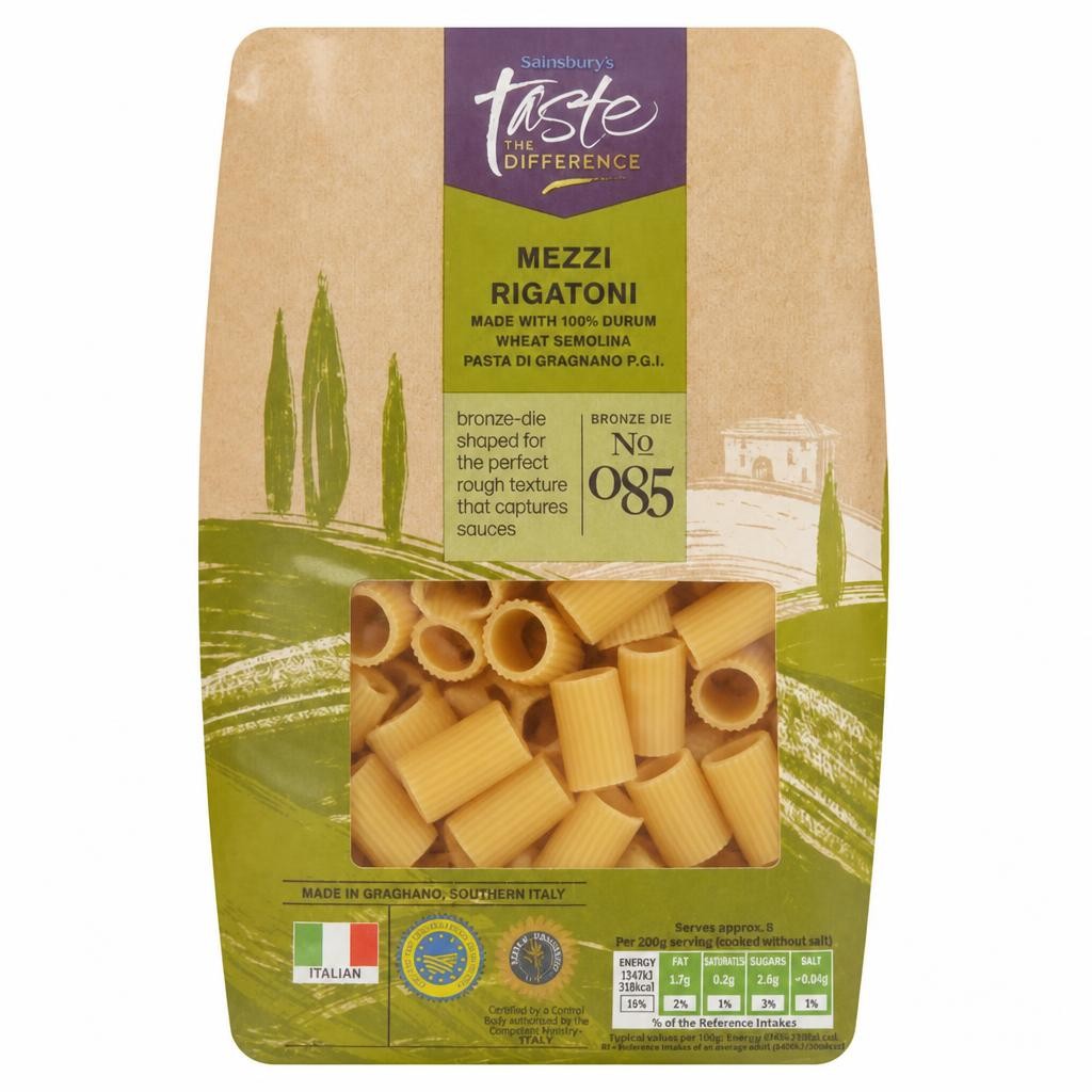 Sainsbury's Mezzi Rigatoni Pasta, Taste the Difference 500g