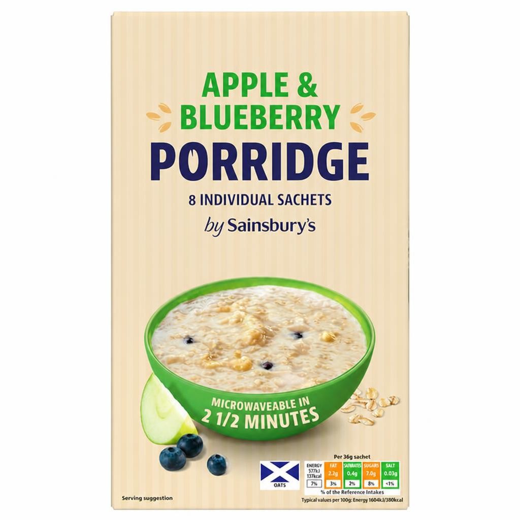 Sainsbury's Apple & Blueberry Porridge 8 x 36g (288g)