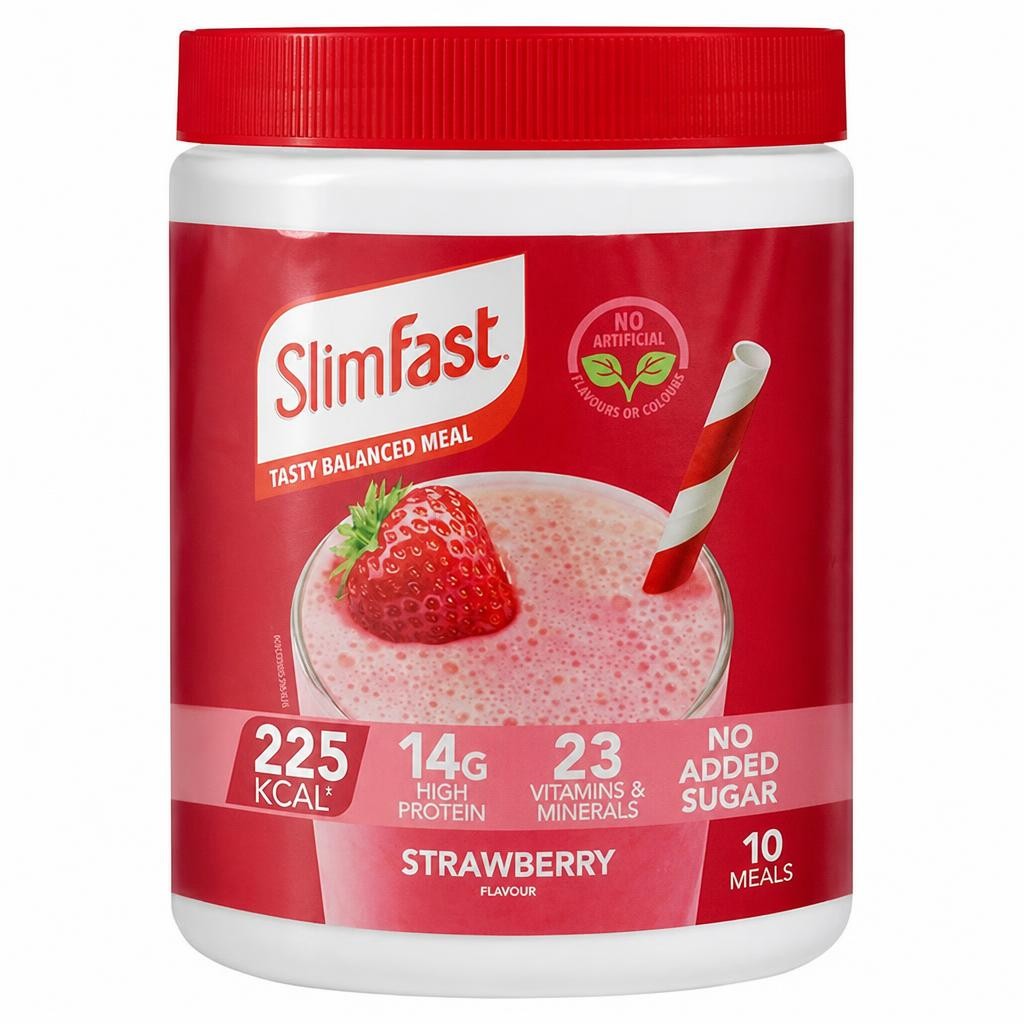 SlimFast Meal Replacement Shake Powder Tin Strawberry Flavour 10 meals 365g