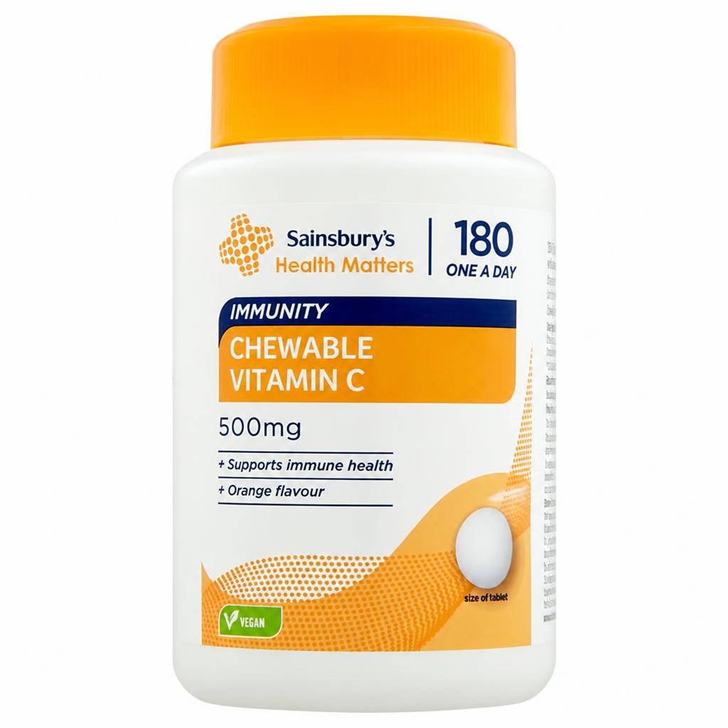 Sainsbury's Health Matters Immunity Chewable Vitamin C One a Day Tablet x180 500mg