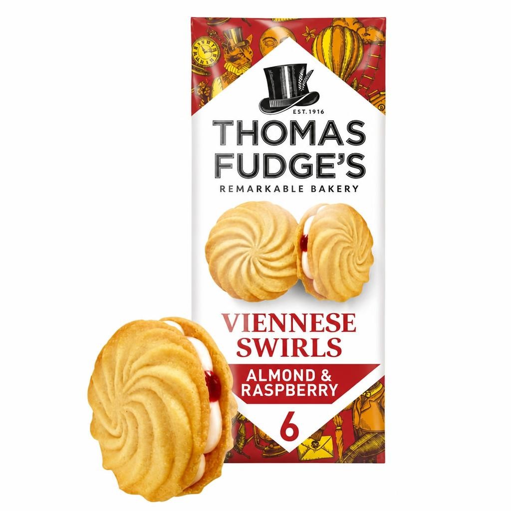 Thomas Fudge’s 130g Biscuits Raspberry & Almond Flavour Viennese Swirls