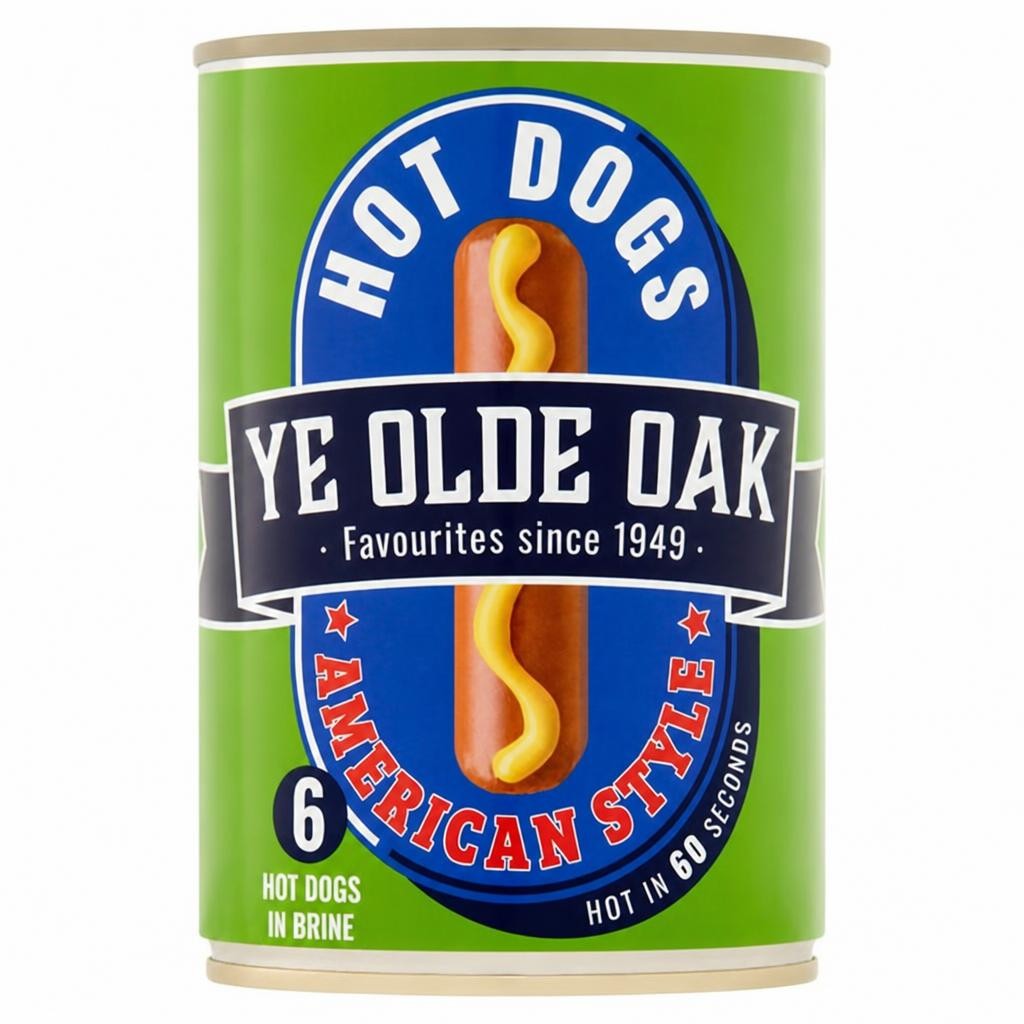 Ye Olde Oak US Style Hot Dogs x6 400g (200g*)
