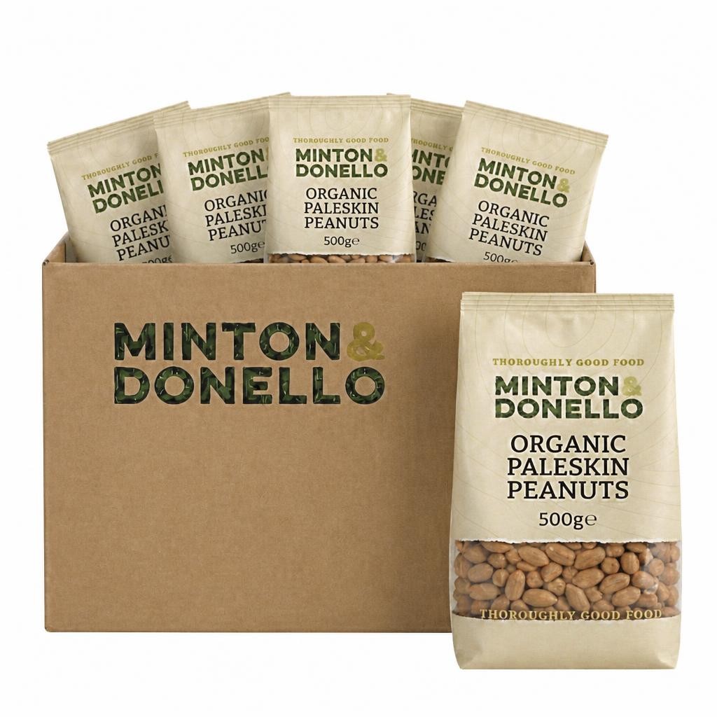 Minton & Donello Organic Paleskin Peanuts 6 x 500g