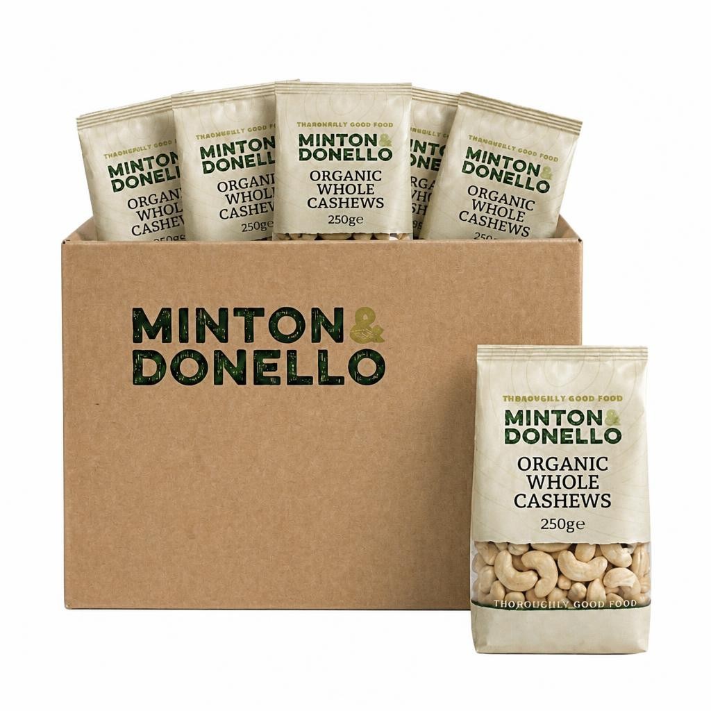 Minton & Donello Organic Whole Cashews 6 x 250g