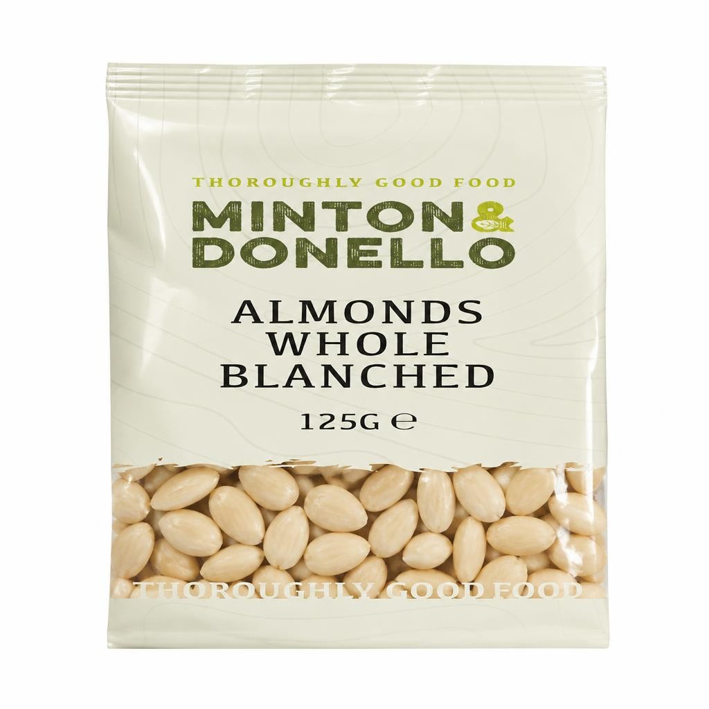 Minton & Donello Whole Blanched Almonds 6 x 125g