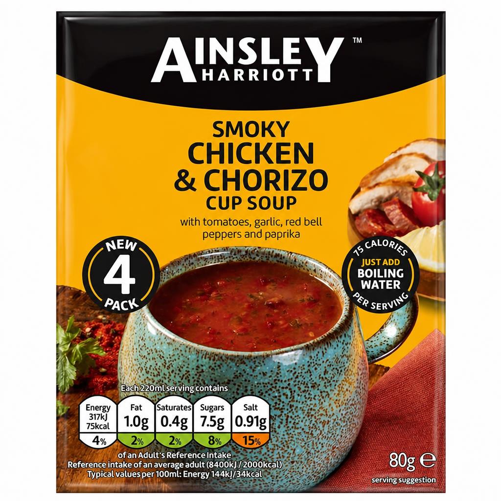 Ainsley Harriott Smoky Chicken & Chorizo Cup Soup x4 80g