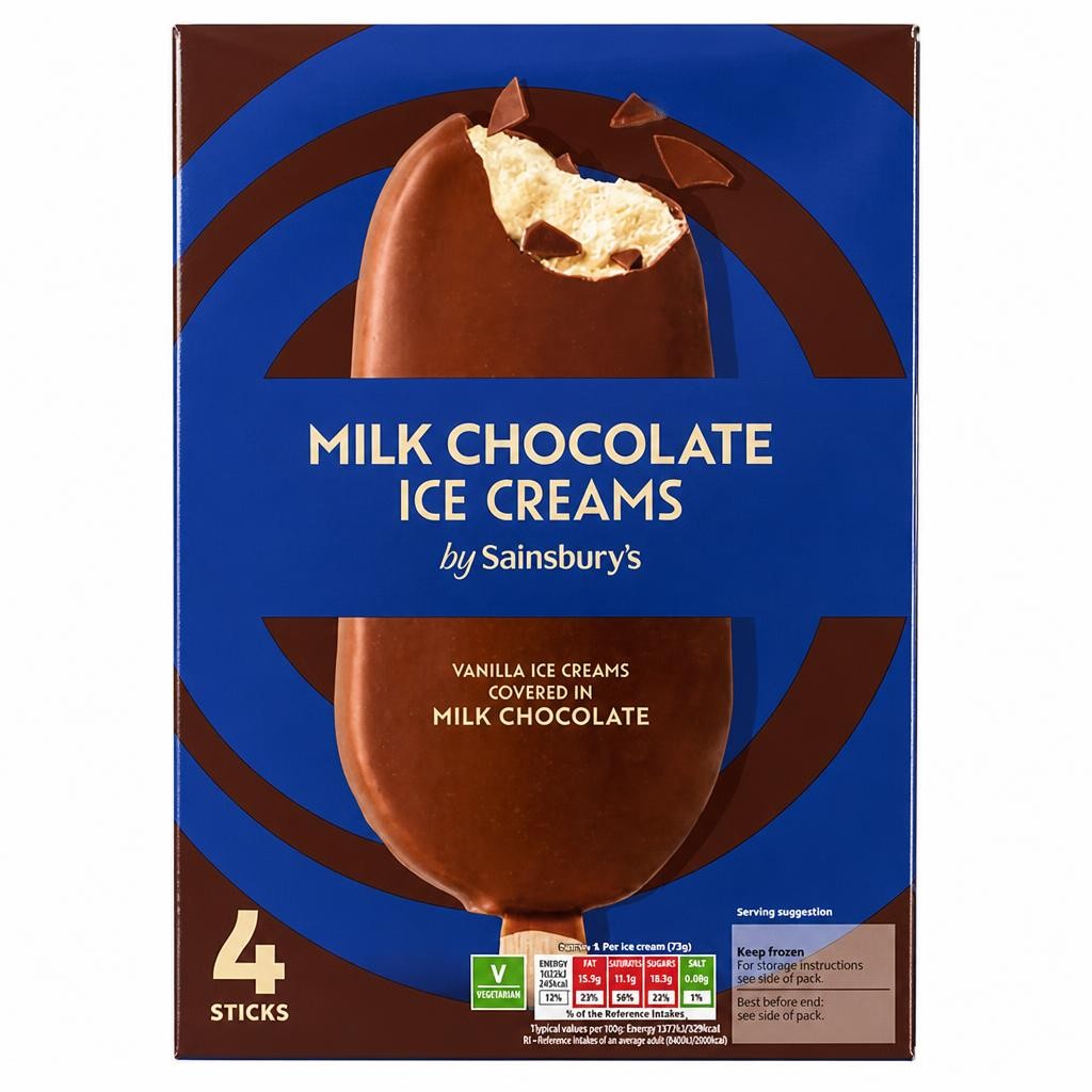 Sainsbury's Milk Chocolate Ice Creams 4 X 110ml
