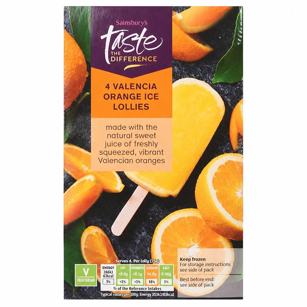 Sainsbury's Valencia Orange Lollies, Taste the Difference x4