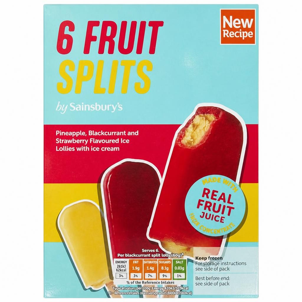 Sainsbury's Fruit Juice Ice Cream Splits 6x73ml