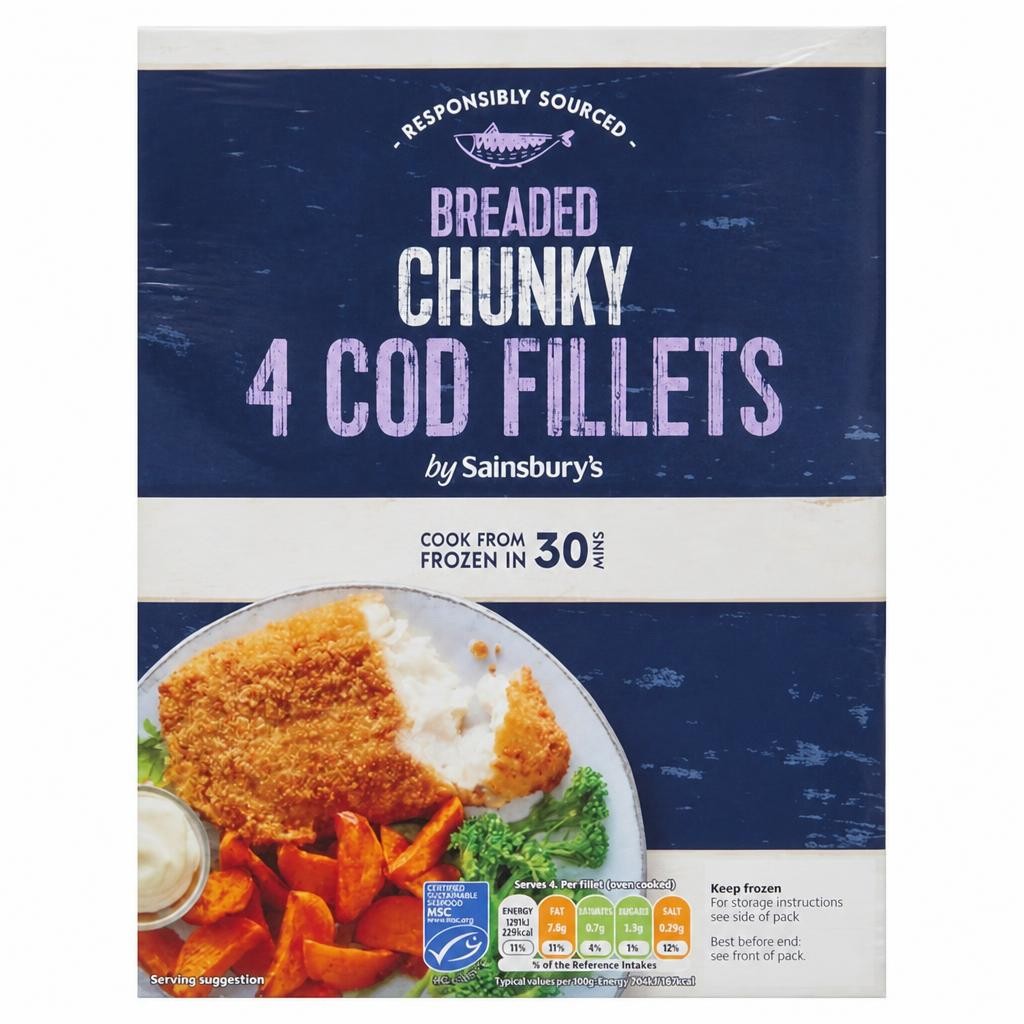 Sainsbury's Chunky Breaded Cod x4 500g