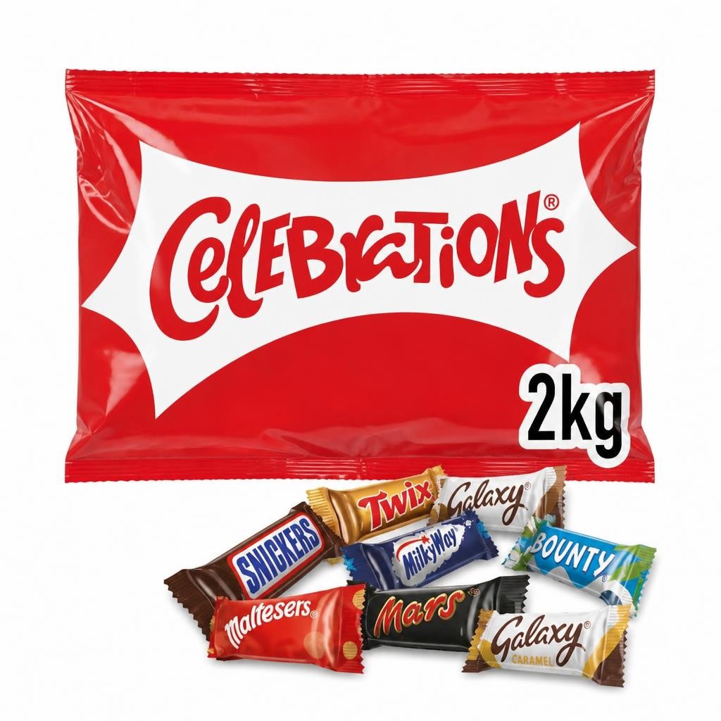 Celebrations Bulk Chocolate Box, 2kg, Assorted Chocolates Gift Box with Mini Chocolate Bars & Biscuits