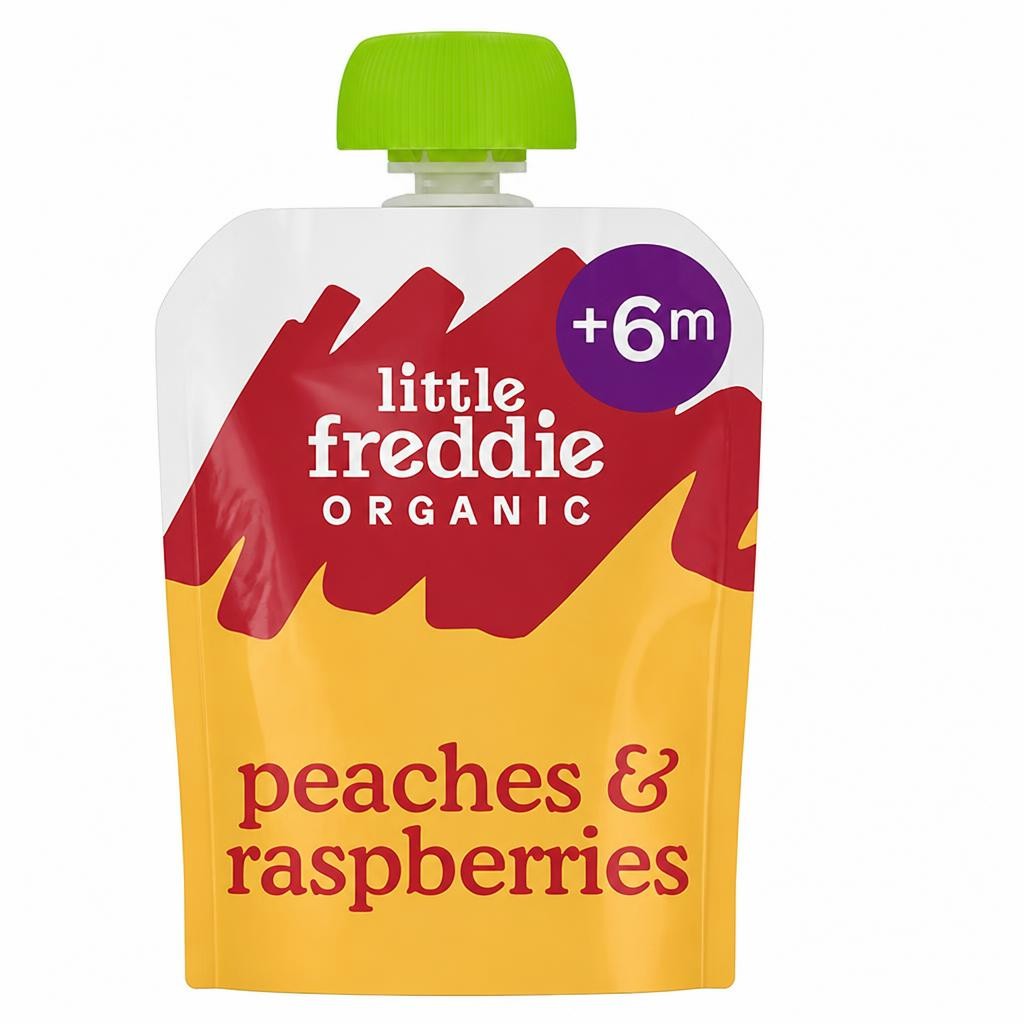 Little Freddie Organic Peaches & Raspberries Baby Food Pouch 6+ Months 100g