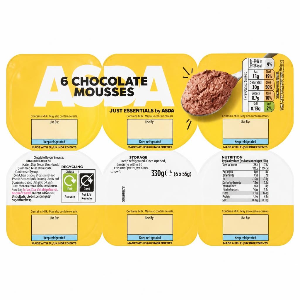 ASDA Just Essentials by  Chocolate Mousses 6 x 55g (330g)