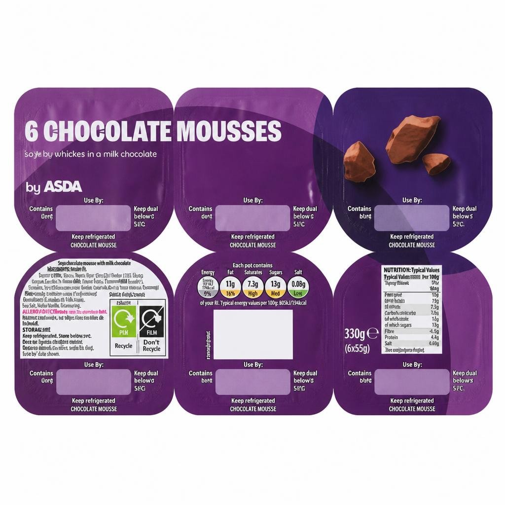 ASDA Chocolate Mousses 6 x 55g (330g)