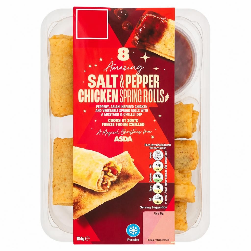 ASDA 8 Magical Salt & Pepper Chicken Spring Rolls with Sweet & Sour Dip 184g