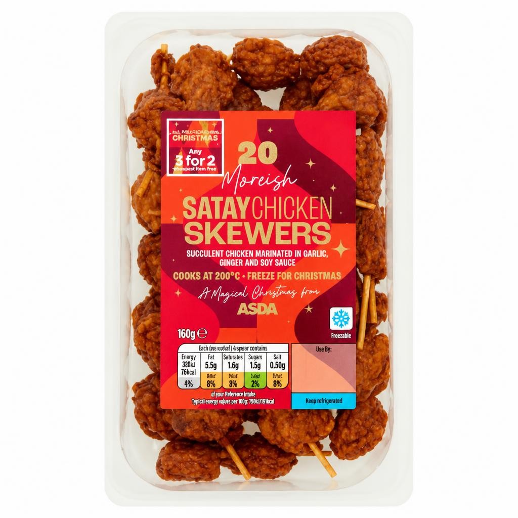 ASDA 20 Festive Satay Chicken Skewers 160g