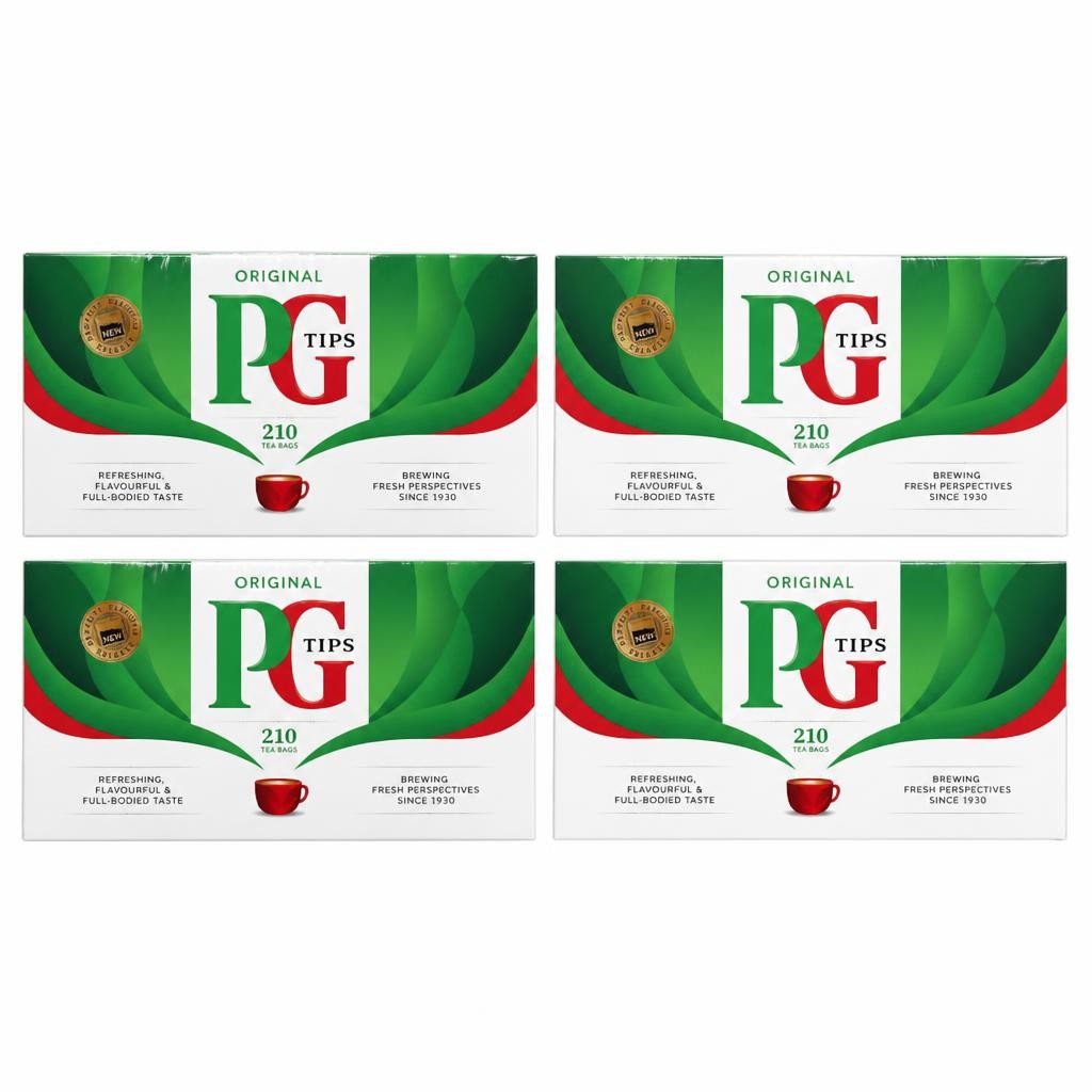 PG Tips Original | Black Tea Bags Bulk | Refreshing, Flavourful & Full-bodied | 4 x 210 Tea Bags | 840 Plant Based Biodegradable Teabags