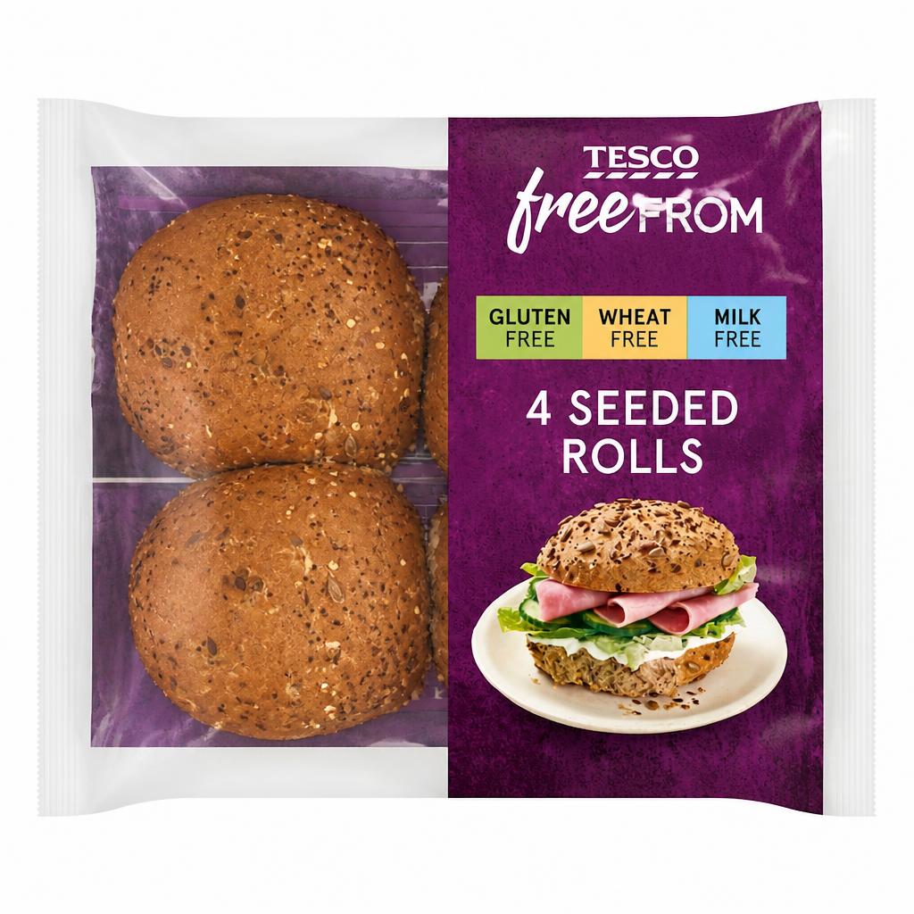 Tesco Free From Seeded Rolls 4 Pack
