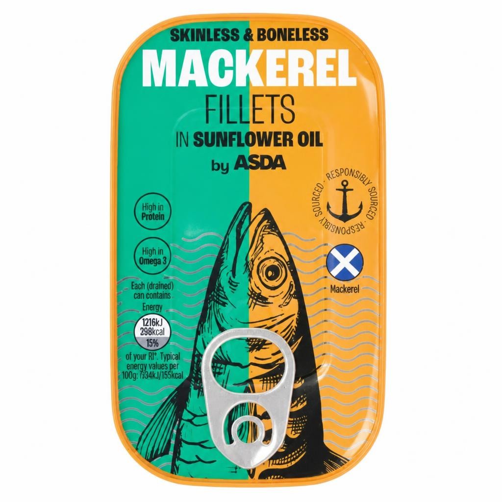 ASDA Mackerel Fillets in Sunflower Oil 125g