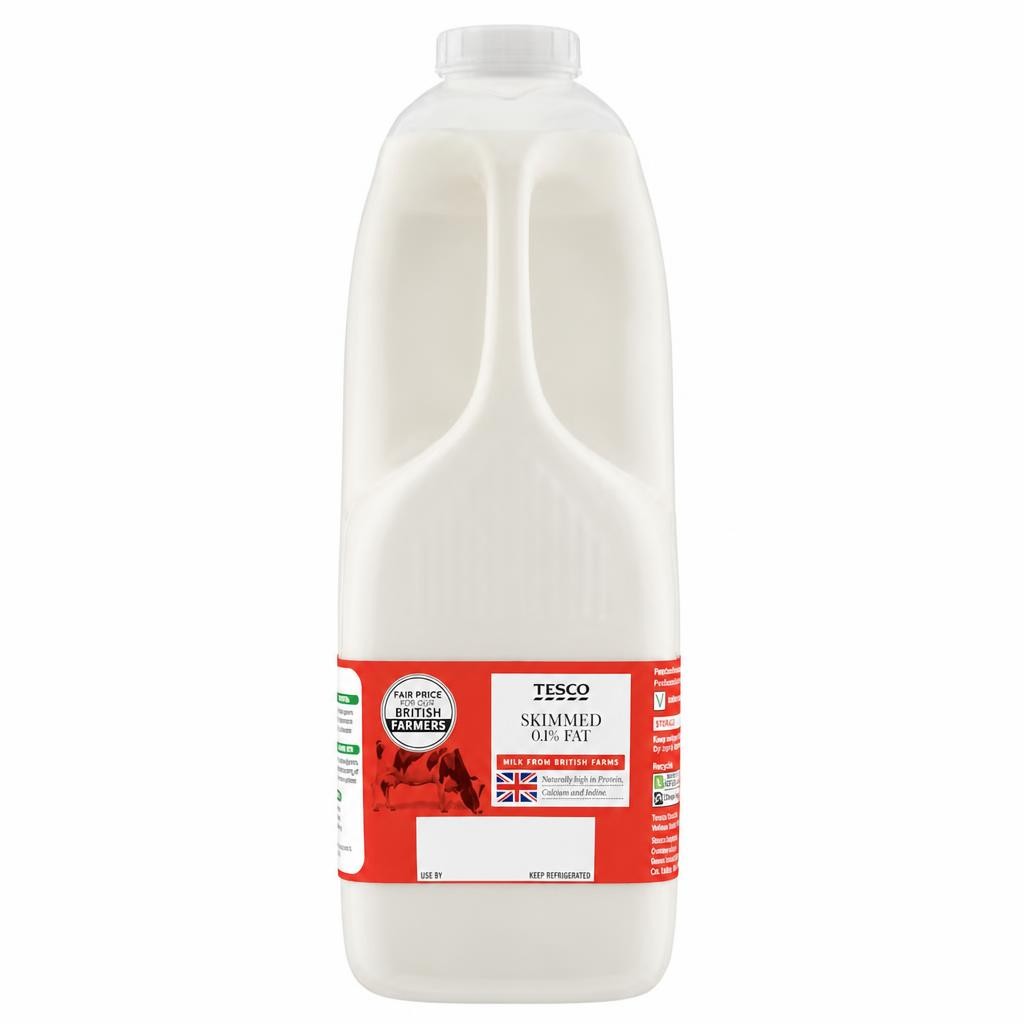 Tesco British Skimmed Milk 2.272L, 4 Pints
