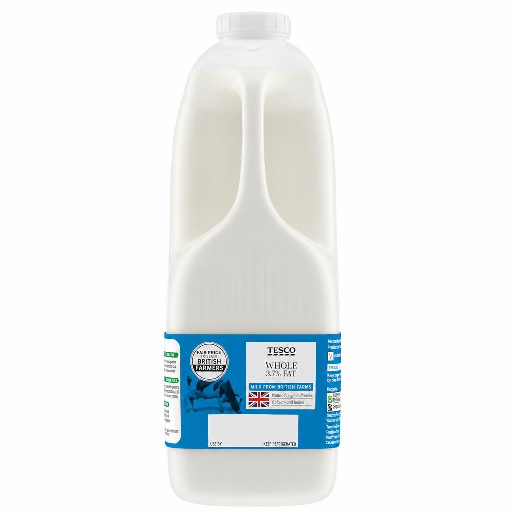 Tesco British Whole Milk 2.272L, 4 Pints