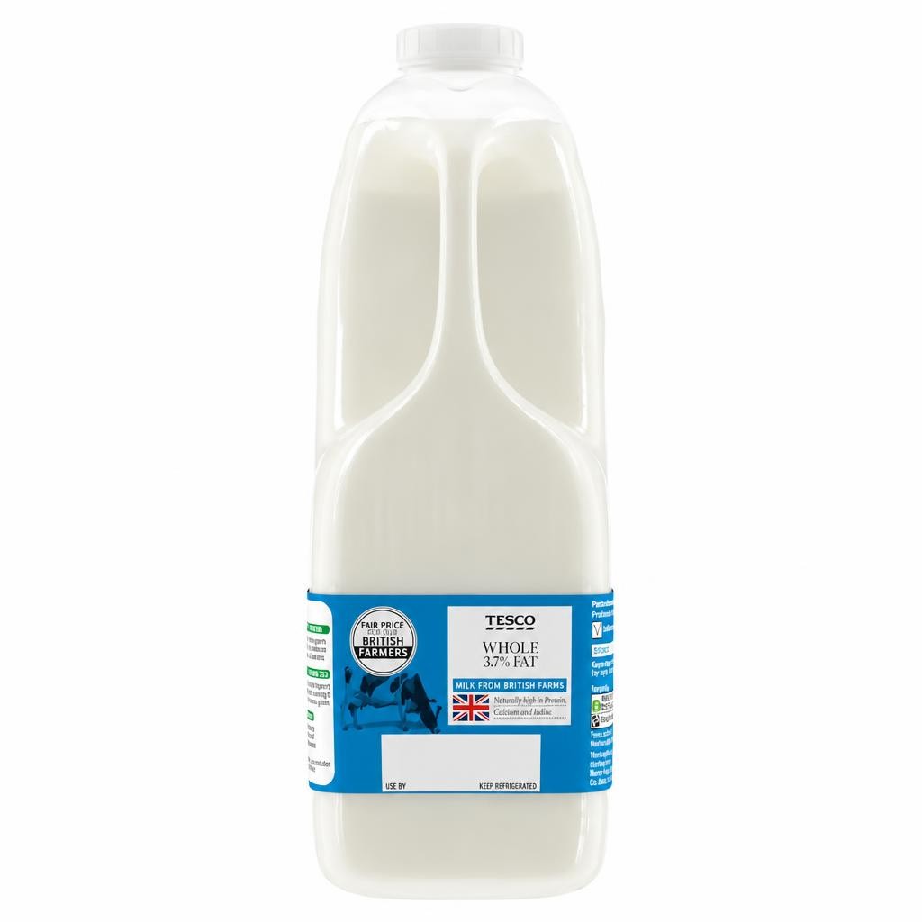 Tesco British Whole Milk 2.272L, 4 Pints
