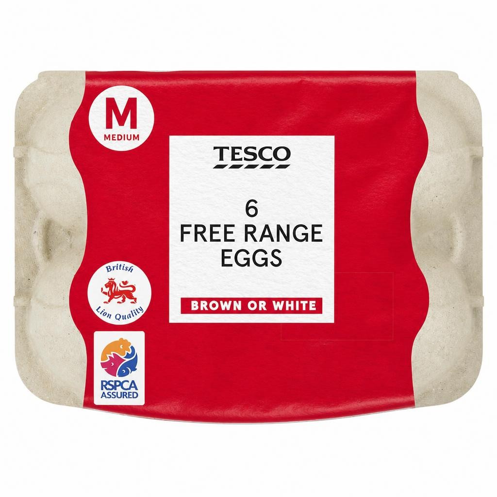 Tesco Free Range Eggs Medium 6 Pack