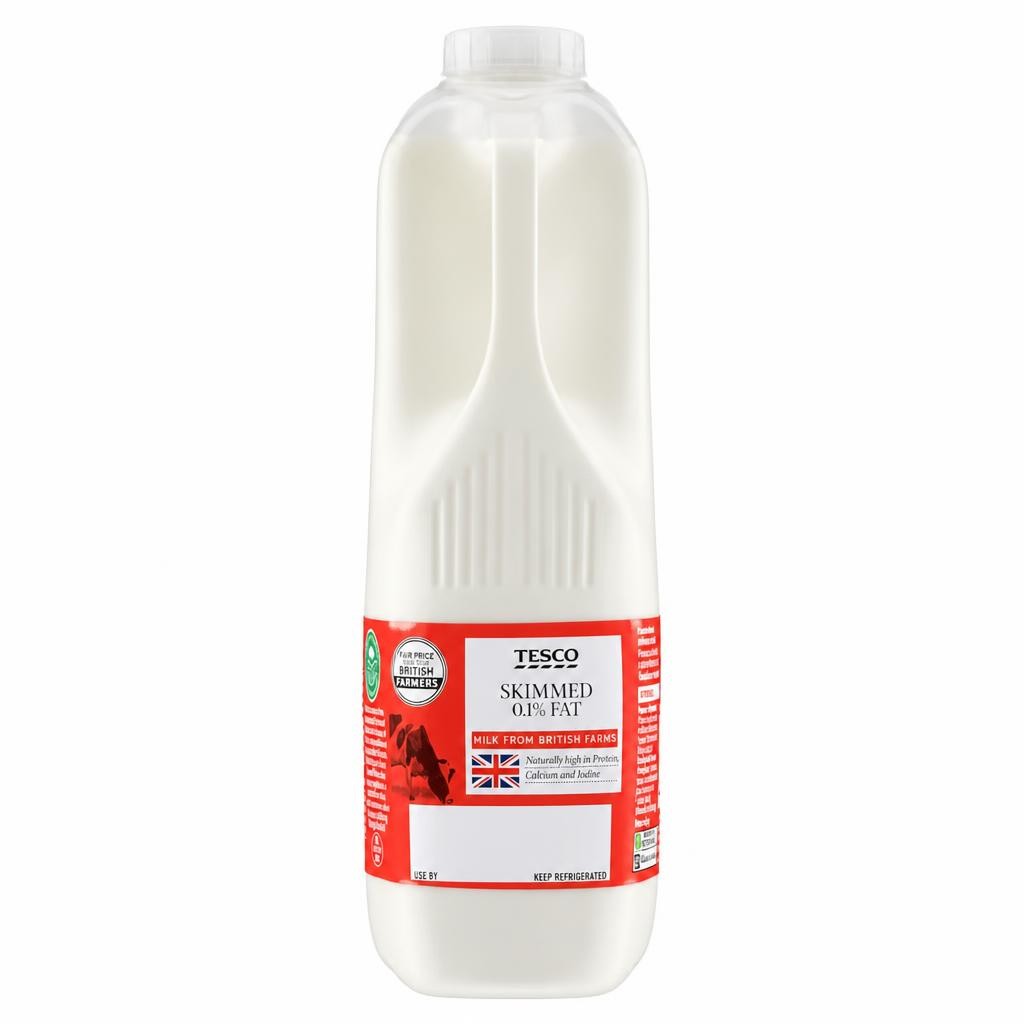 Tesco British Skimmed Milk 1.136L, 2 Pints