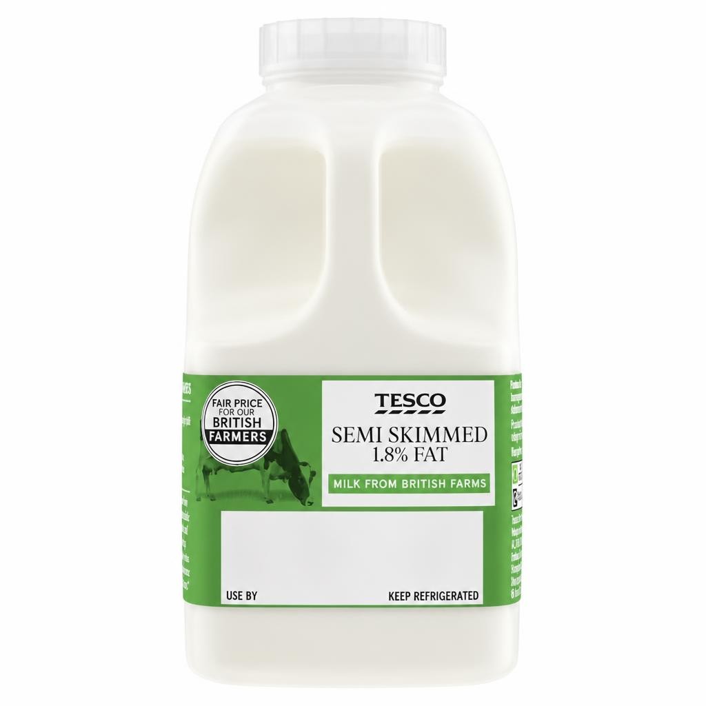 Tesco British Semi Skimmed Milk 568 Ml, 1 Pint
