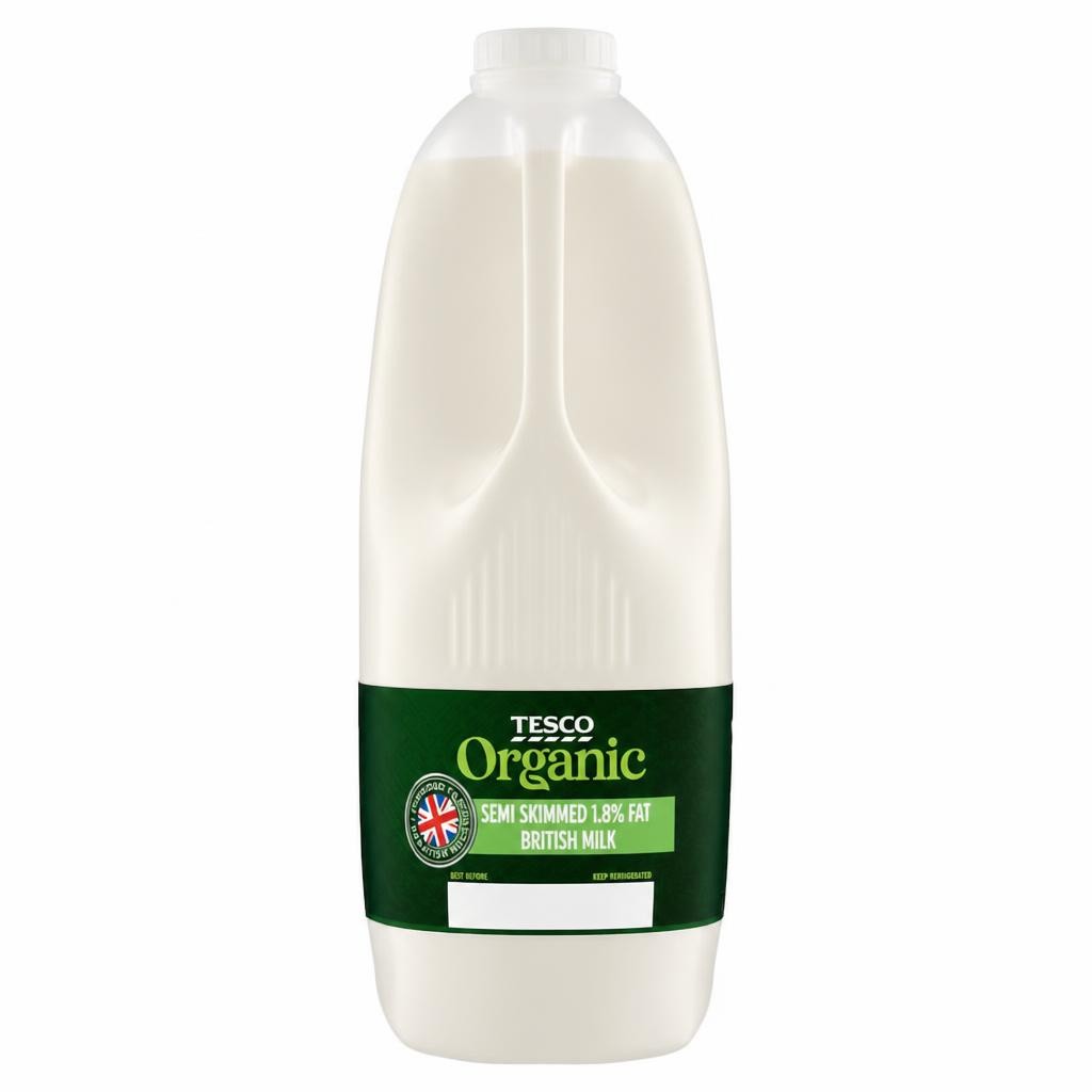 Tesco Organic British Semi Skimmed Milk 2.272L/4 Pints