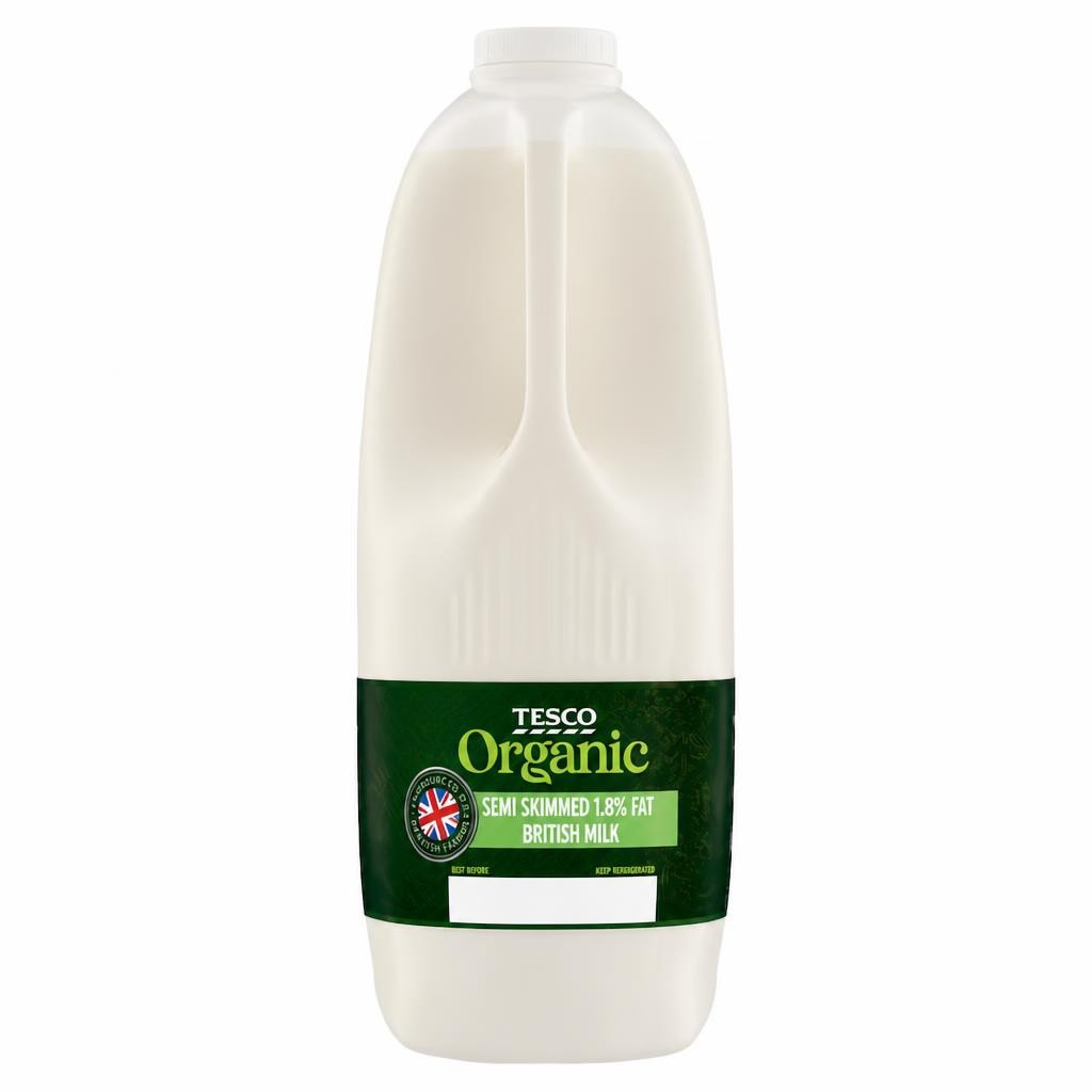 Tesco Organic British Semi Skimmed Milk 2.272L/4 Pints