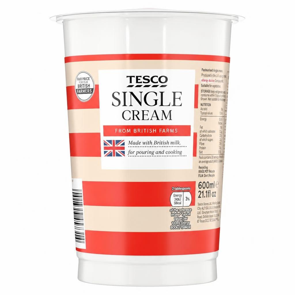 Tesco British Single Cream 600Ml