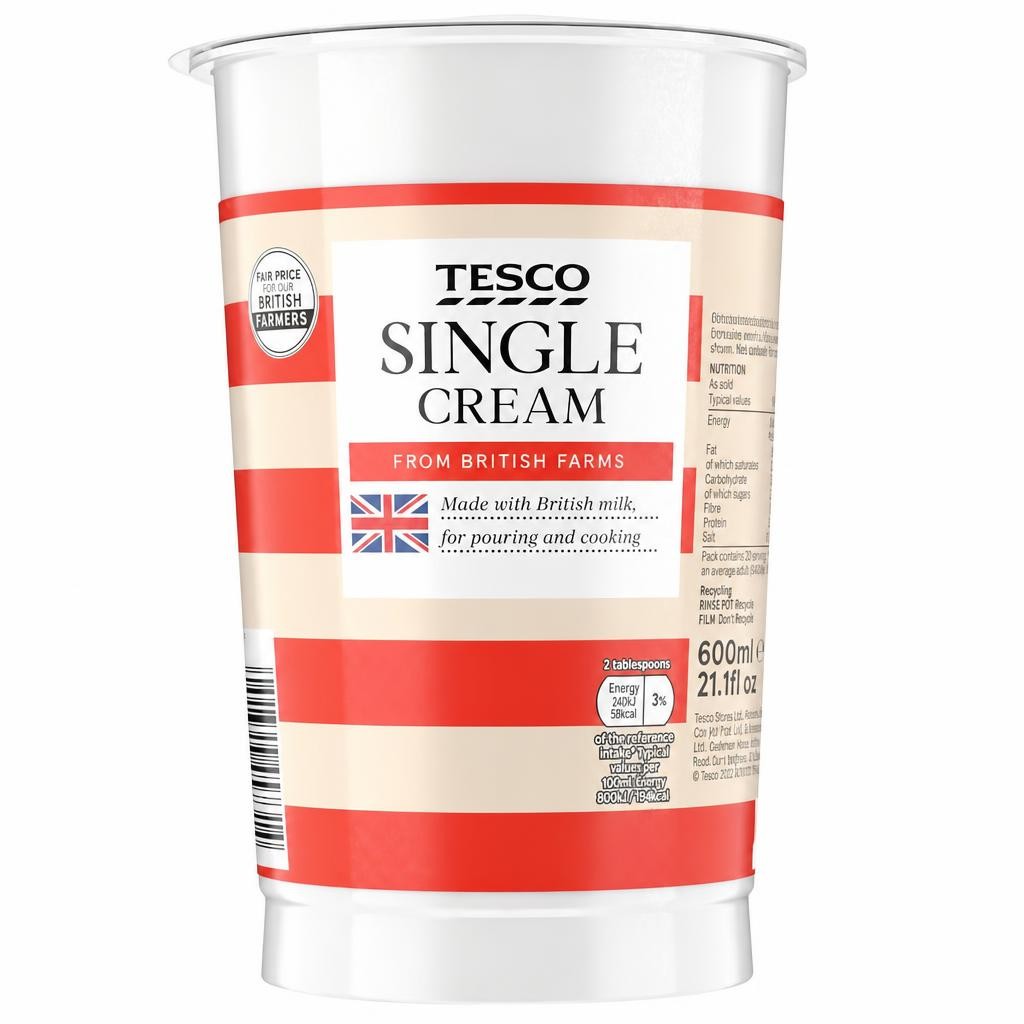 Tesco British Single Cream 600Ml