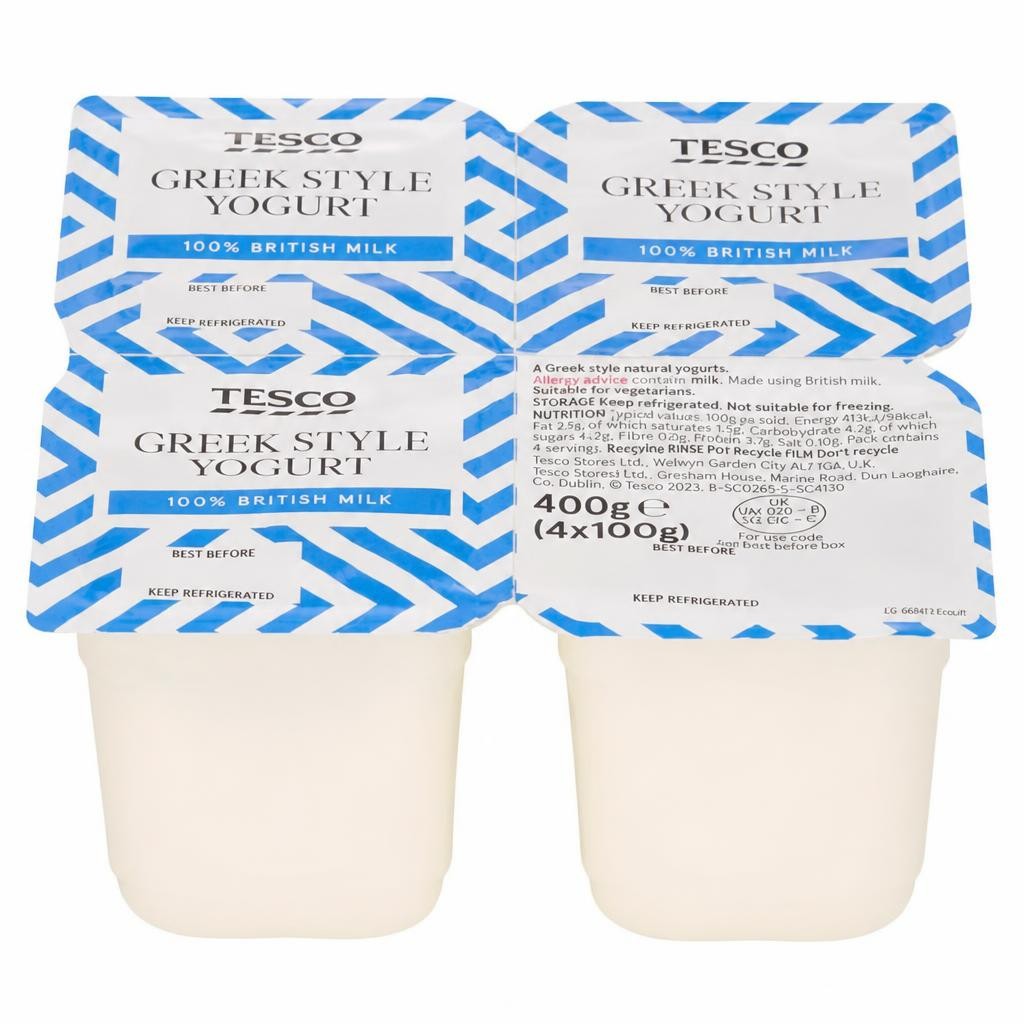 Tesco Greek Style Yogurt 4 X 100G