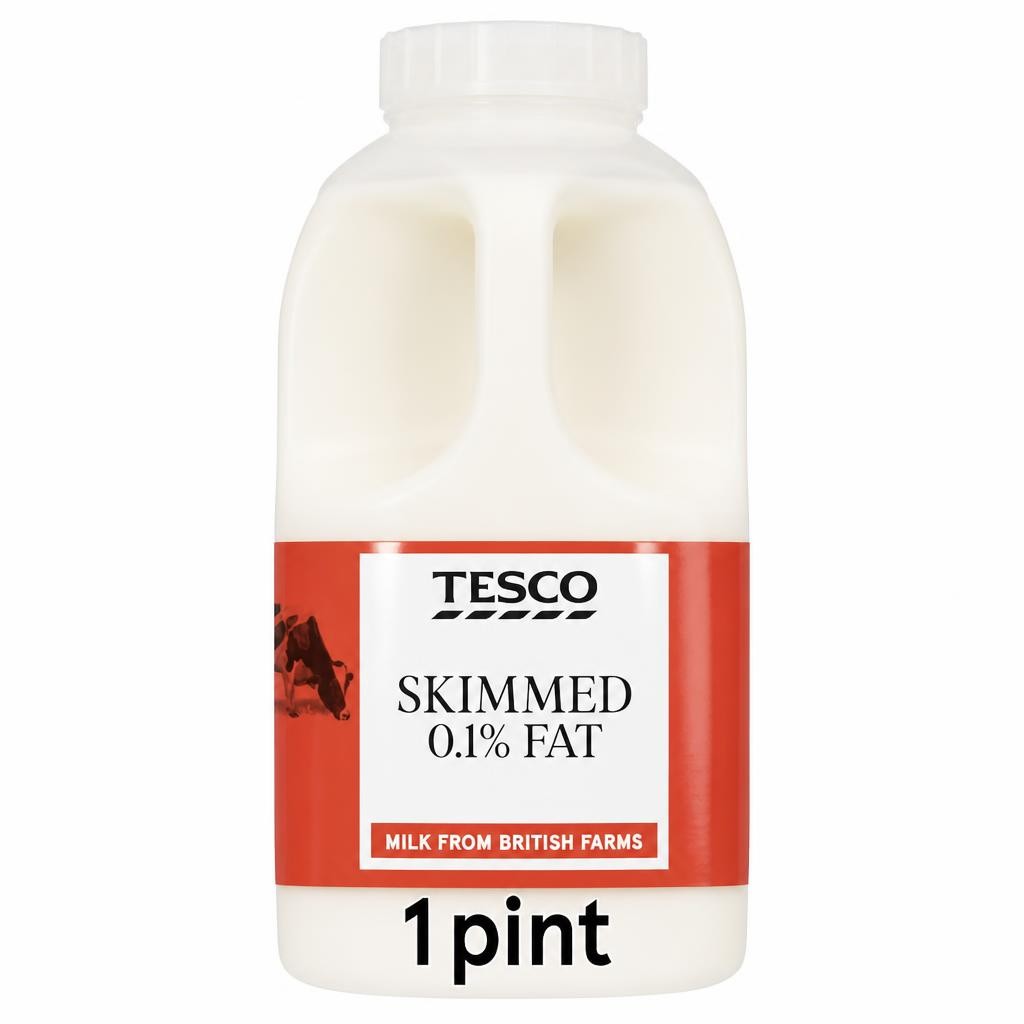 Tesco British Skimmed Milk 568Ml, 1 Pint
