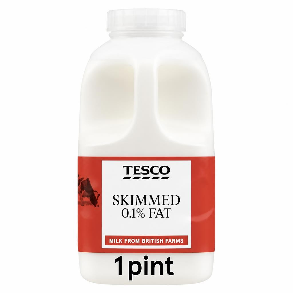 Tesco British Skimmed Milk 568Ml, 1 Pint