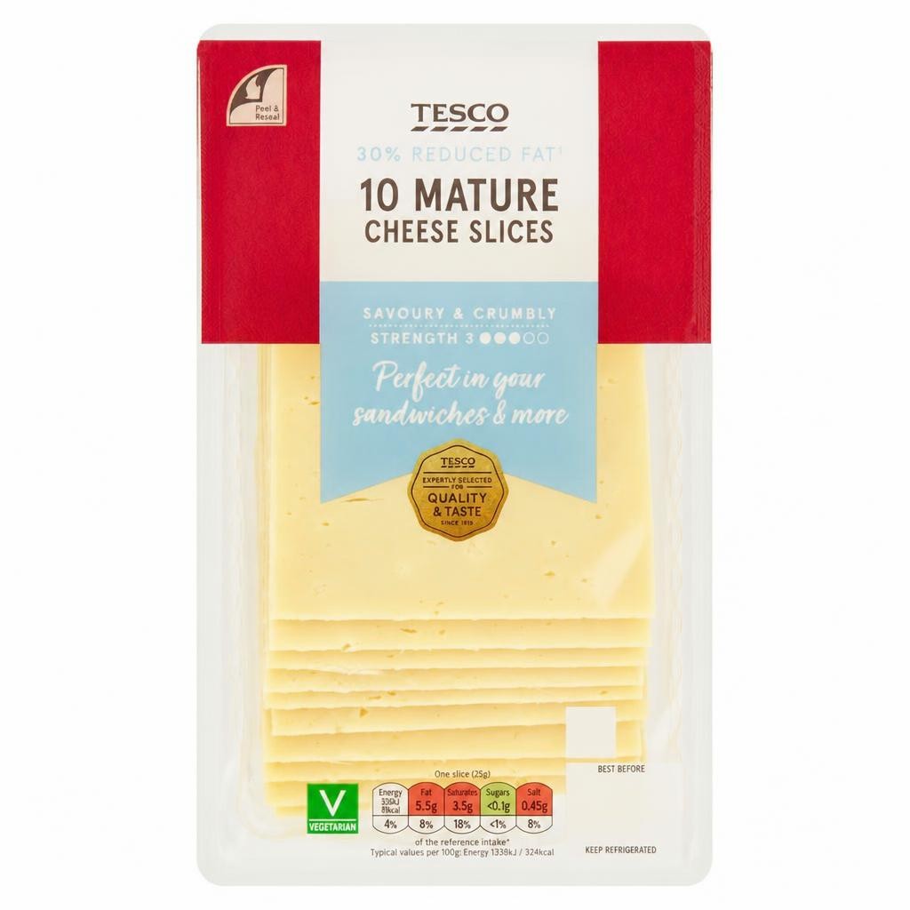 Tesco 30% Reduced Fat Mature Cheese Slices 250G