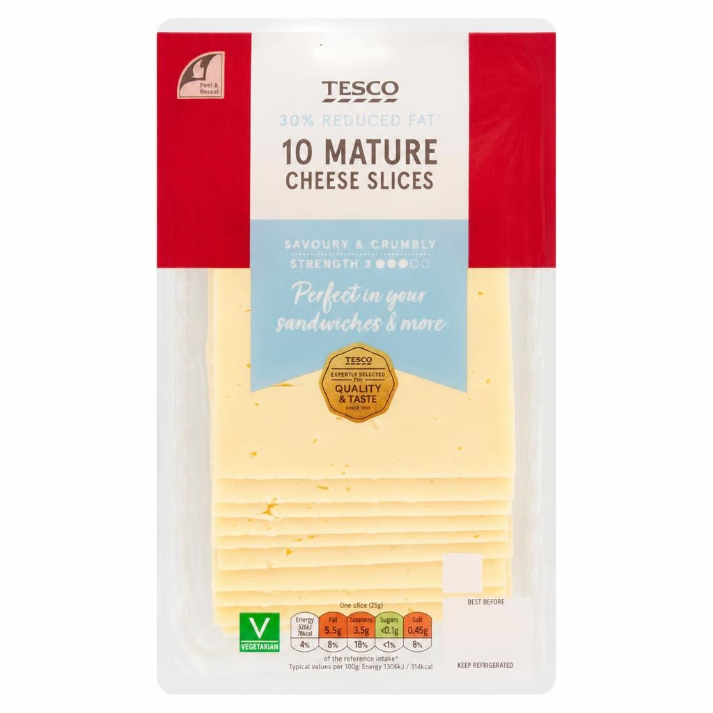 Tesco 30% Reduced Fat Mature Cheese Slices 250G