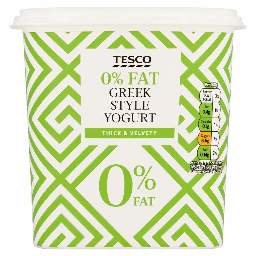 Tesco 0% Fat Greek Style Yogurt 1Kg