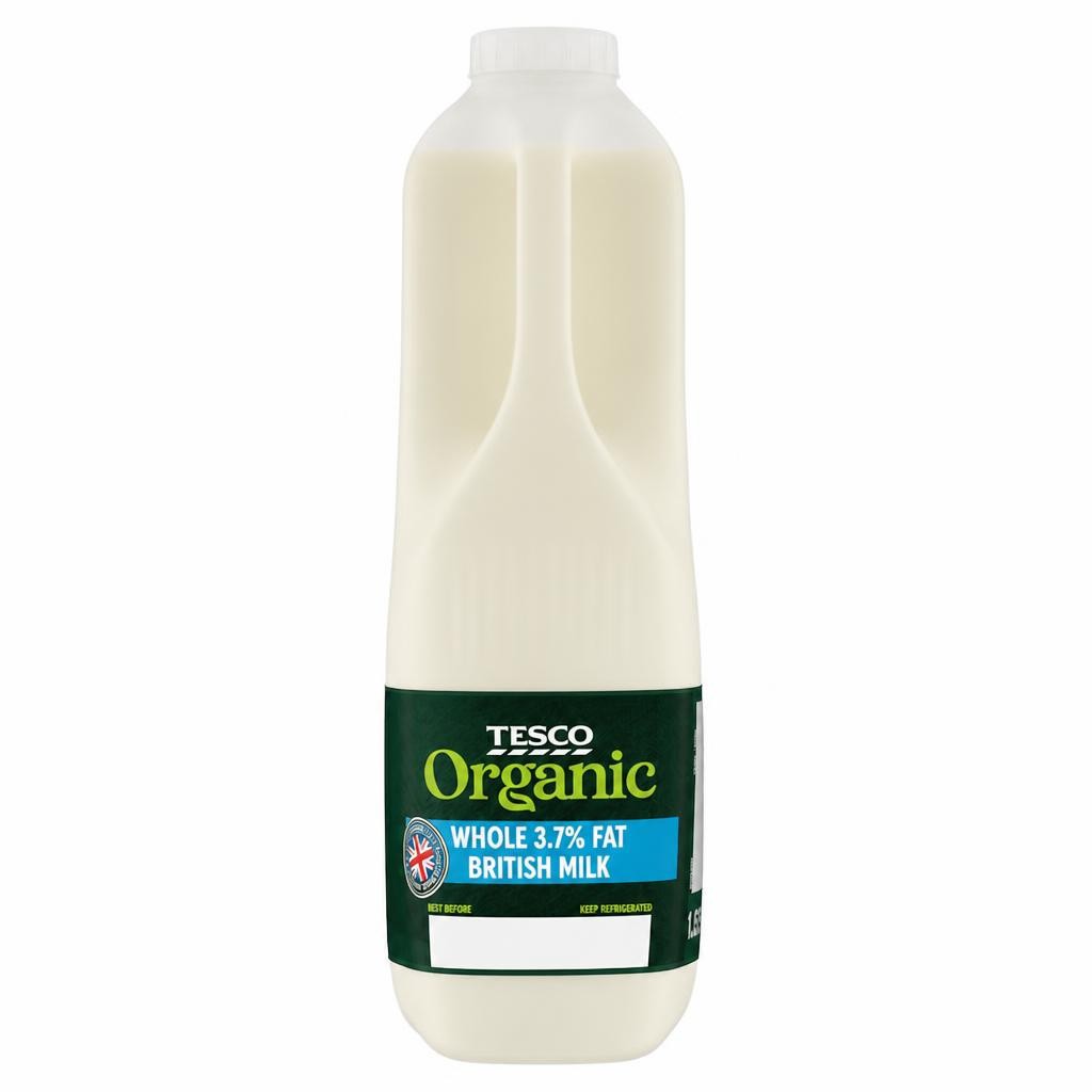 Tesco Organic Free Range Whole Milk 1.136L, 2 Pint