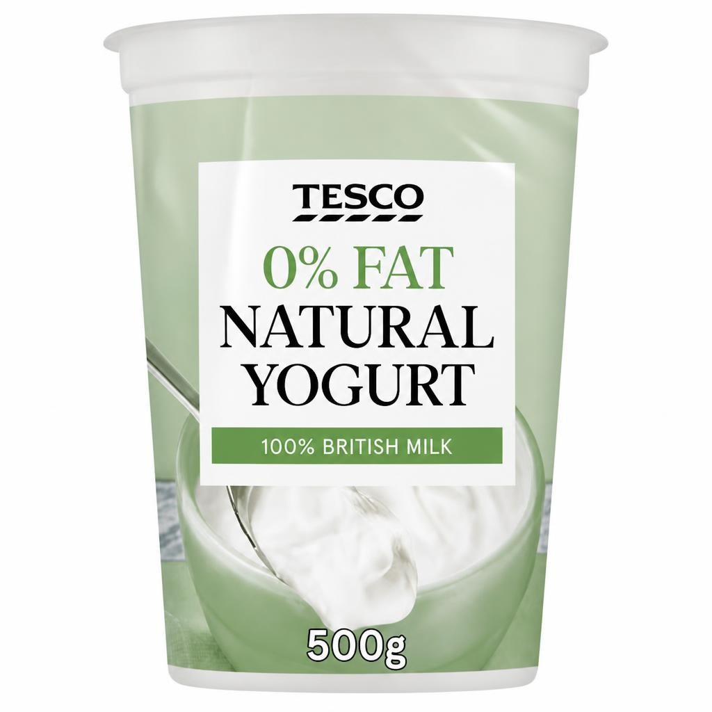 Tesco 0% Fat Natural Yogurt 500G