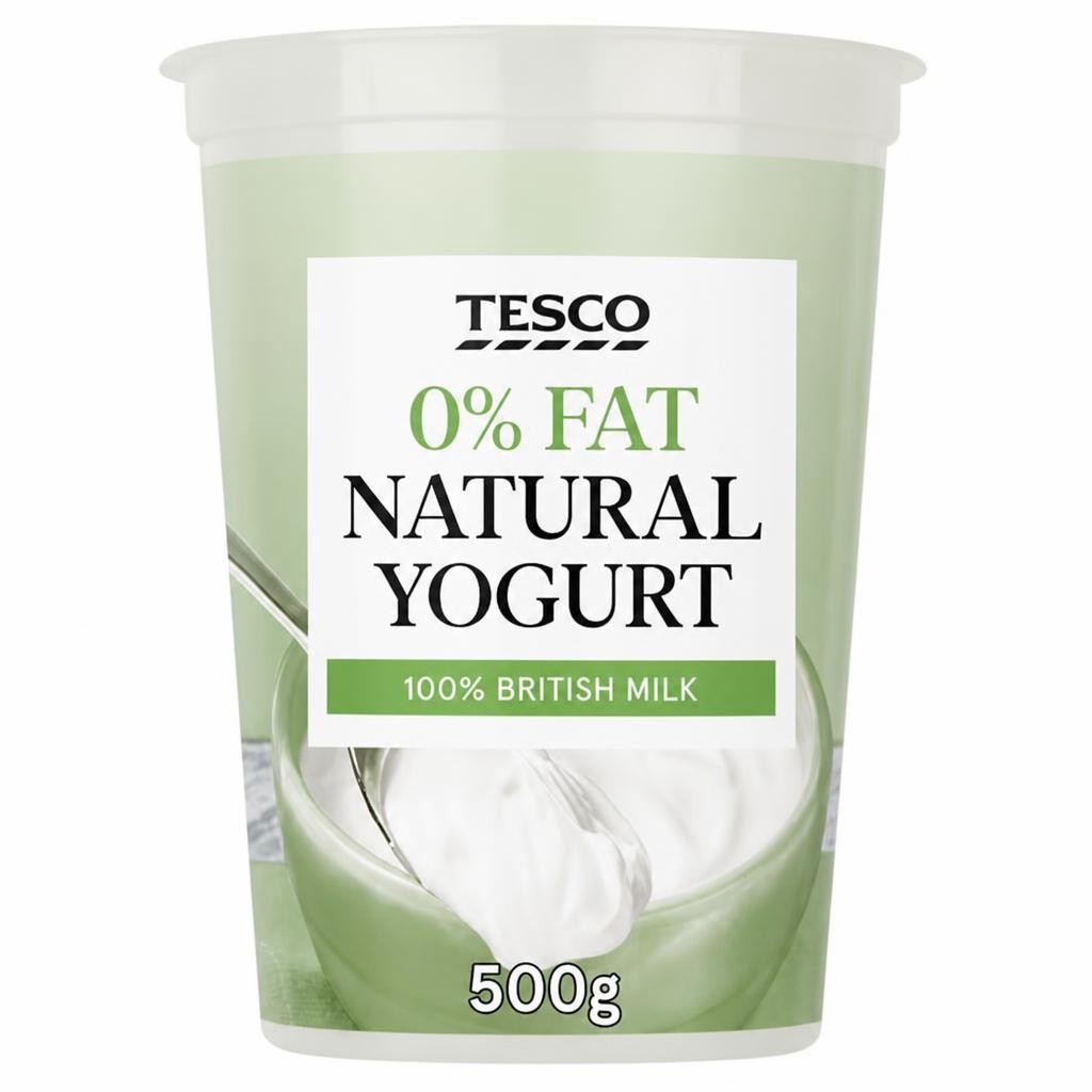 Tesco 0% Fat Natural Yogurt 500G
