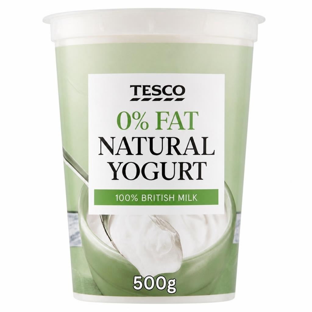 Tesco 0% Fat Natural Yogurt 500G
