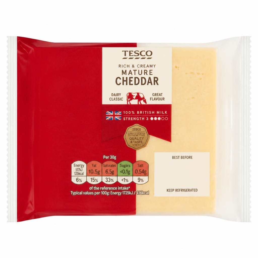 Tesco British Mature Cheddar Cheese 220G